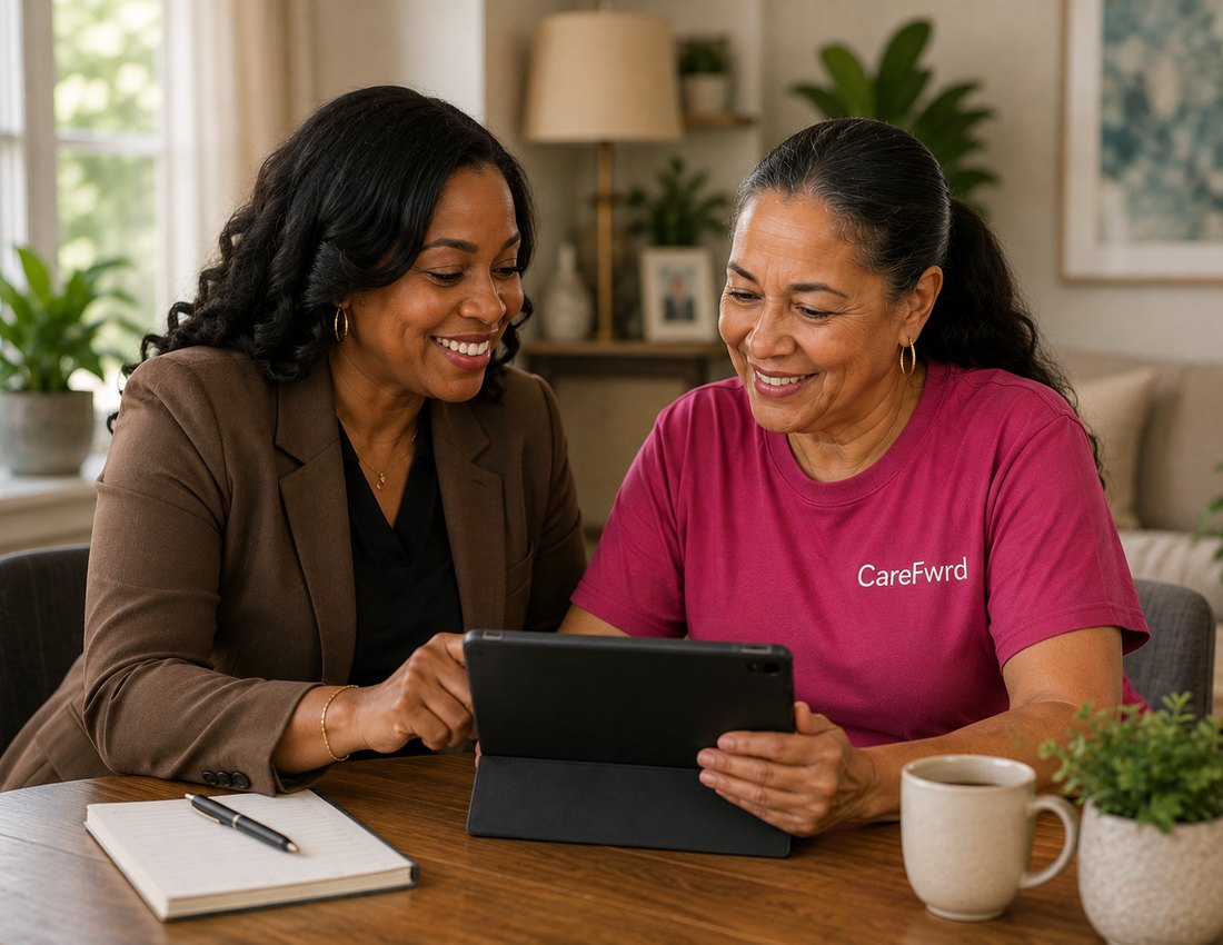 A CareFwrd coach supporting a family caregiver